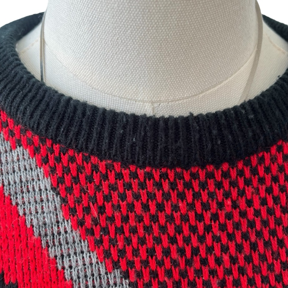 Vintage 80s Sears abstract acrylic crewneck sweater red black gray - Picture 6 of 15